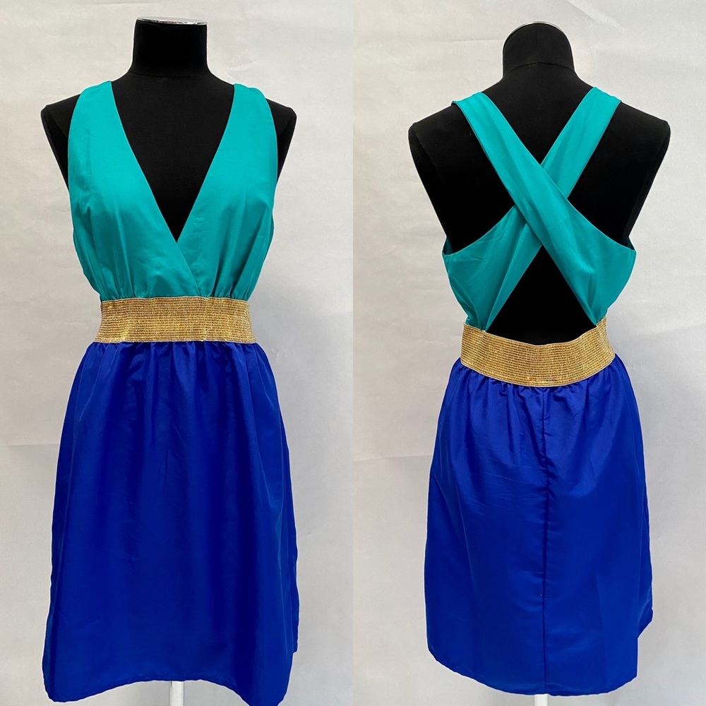 EUC Cross-back Jewel Tone Party Dress